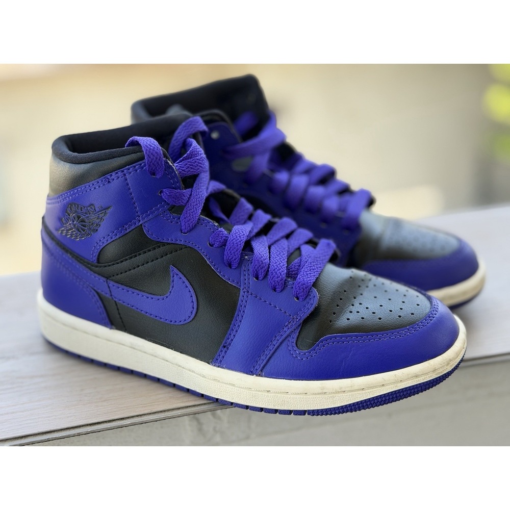 Air Jordan 1 Mid Dark Iris Black Purple Sneakers GS Size 6Y BQ6472-051